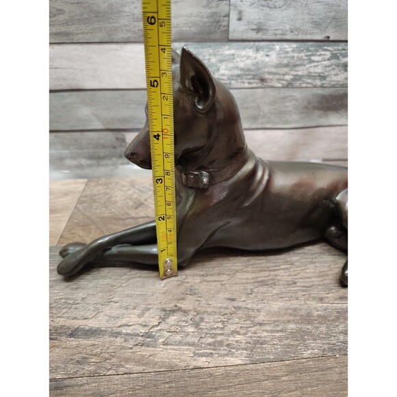 Vintage Cast Metal Bronze Finish Doberman Pincher Figurine Standing Regal Lodge - Picture 7 of 7